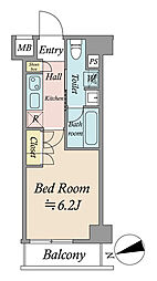 ステージグランデ大森アジールコート 1Kの間取り