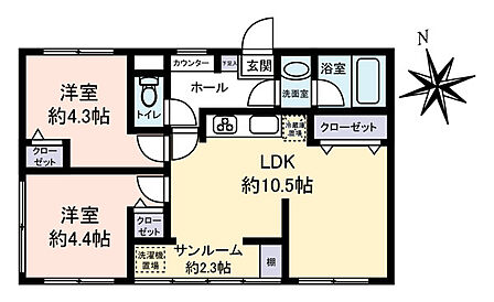 商店街に面した利便性の高い立地に位置する、使い勝手の良い2LDKタイプ。