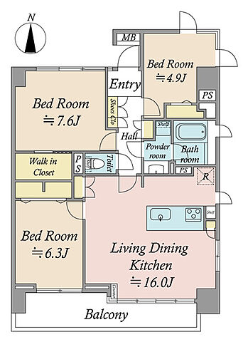 間取り コスモプレイス亀戸 3階/-