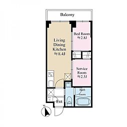 アウルズ早稲田 2階1SLDKの間取り