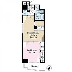 フェアネスK横浜 4階1LDKの間取り