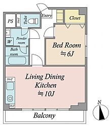 麹町第2センタービル 8階1LDKの間取り