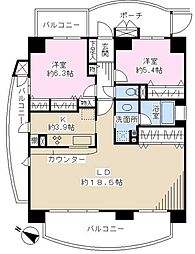 BeCITYベイウイング 2LDKの間取図画像