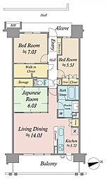 オーベルグランディオおおたかの森ビューコート 3LDKの間取図画像