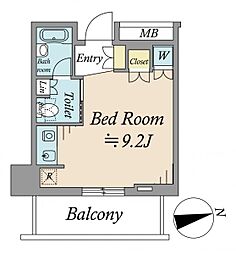 スカイグランデ汐留 ワンルームの間取図画像