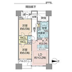 Ｄ’グラフォート世田谷芦花公園 6階2LDKの間取り