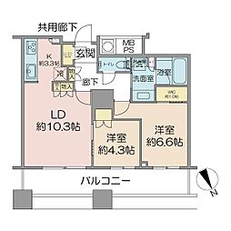 ザ・パークハウス西新宿タワー60 2LDKの間取図画像