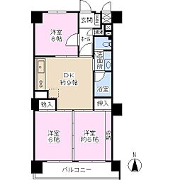 日商岩井国立マンション 3DKの間取図画像