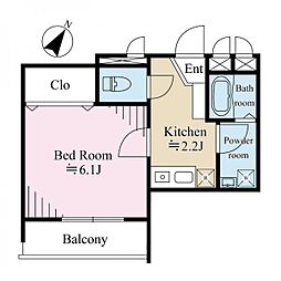 ラフィネ東松原 1Kの間取図画像