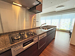 キッチンは三口コンロ、ワイドタイプのシンクに食器洗浄乾燥機付き！