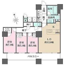 ザ・パークハウス西新宿タワー60 3SLDKの間取図画像