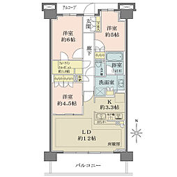 ザ・パークハウス国分寺四季の森A棟 3LDKの間取図画像