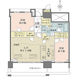 ベイズタワー＆ガーデン 2LDKの間取り