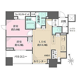 リビオレゾン新橋nex 2LDKの間取図画像