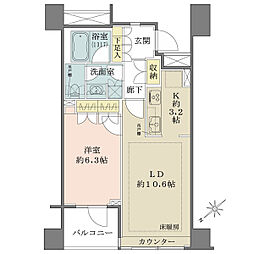 ハウスコート築地 1LDKの間取図画像