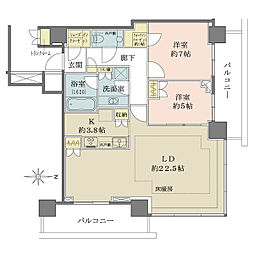 ザ・パークハウス晴海タワーズクロノレジデンス 2LDKの間取図画像