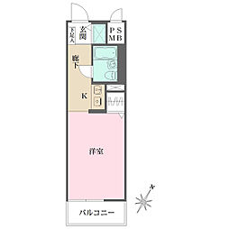 日神パレス白楽 ワンルームの間取図画像