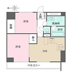 ライオンズマンション南品川 2DKの間取り
