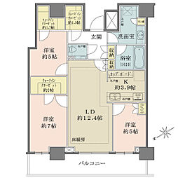 ザ・タワー横浜北仲 3LDKの間取図画像