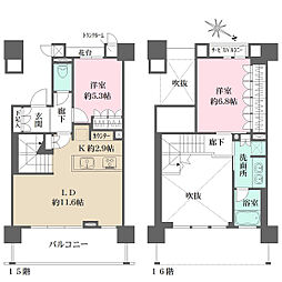 パークタワー横濱ポートサイド 2LDKの間取図画像