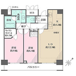 渋谷アインス 2LDKの間取図画像