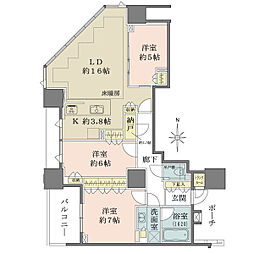 ドゥ・トゥールEAST棟 3LDKの間取図画像