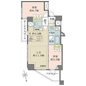 間取り:陽当たり・通風・眺望良好な6階角住戸。各居室に窓有。水回りが集約されており、家事を効率的に行えます。 間取り:陽当たり・通風・眺望良好な6階角住戸。各居室に窓有。水回りが集約されており、家事を効率的に行えます。