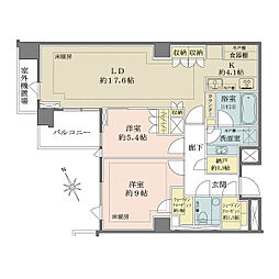 パークレジェイド白金レジデンス 2LDKの間取図画像