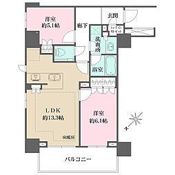 ザ・パークハウスアーバンス東五反田 2LDKの間取図画像