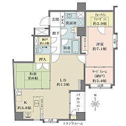 ゼファー芝公園 2SLDKの間取図画像