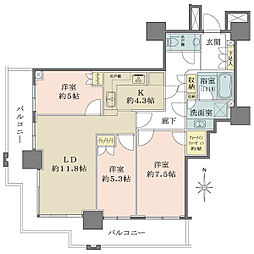 ベイクレストタワー 3LDKの間取図画像