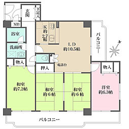 ガーデンハイツ大濠 4LDKの間取図画像