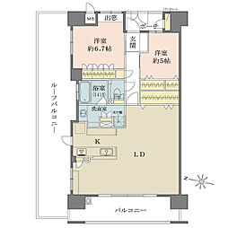 ウイングオーパスA棟 2LDKの間取図画像
