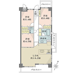 宝塚南ガーデンハウス 3LDKの間取図画像