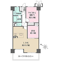 グランシティ三宮 1SLDKの間取図画像