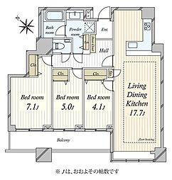 ステーションガーデンタワー 3LDKの間取図画像