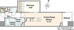 プラウド千代田淡路町 1LDKの間取図画像