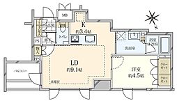 インプレスト東京八丁堀ル・サンク 1LDKの間取図画像