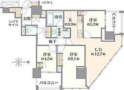 ブリリアタワー代々木公園クラッシィ 2LDKの間取図画像