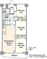サンライフ本町 3LDKの間取図画像