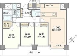 西新宿パークサイドタワー 3LDKの間取図画像