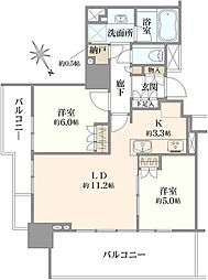 プラウドタワー東池袋 2SLDKの間取図画像