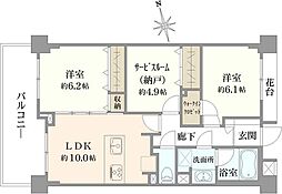シティハイツ白金高輪 2SLDKの間取図画像