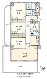 朝日目黒マンション 3LDKの間取図画像
