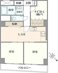 麻布東町マンション 2SLDKの間取図画像