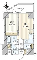 シティインデックス用賀 1DKの間取図画像