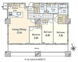 パークコート麻布十番ザ・タワー 3LDKの間取図画像