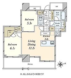 ブランズ麻布狸穴町 2LDKの間取図画像