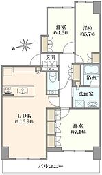 ブランズ麻布狸穴町 3LDKの間取図画像