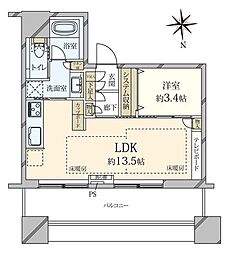 クレストプライムタワー芝 1LDKの間取図画像